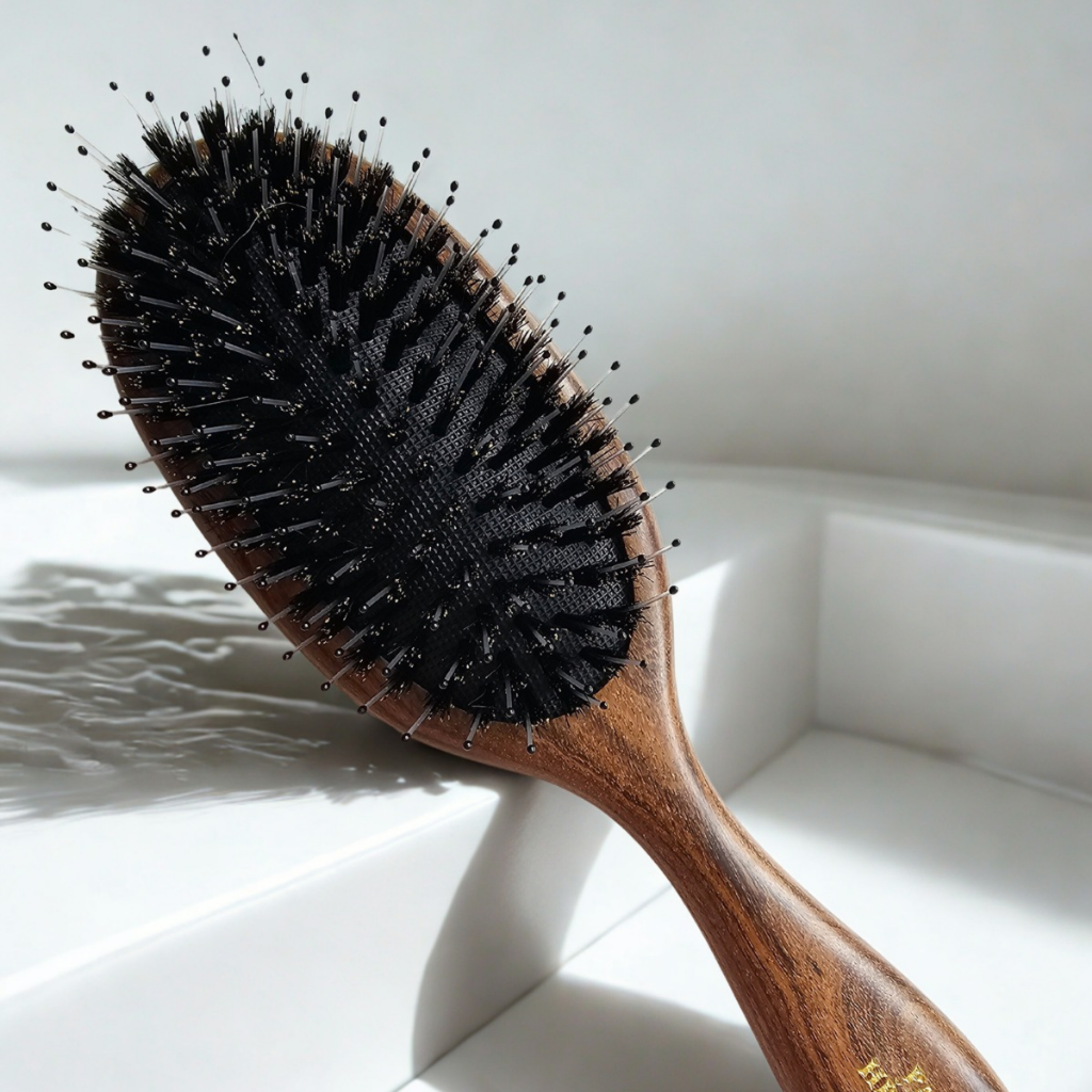 Profesionální kartáč  na vlasy s kančími štětinami ze santalového dřeva PAN HŘEBEN3